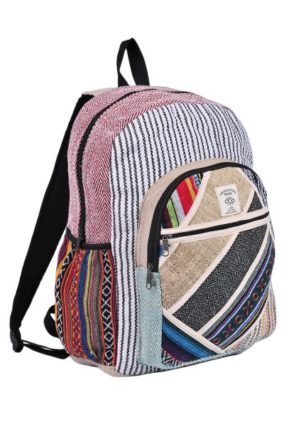 Hippie Boho Hemp Cotton Daypack Backpack Striped