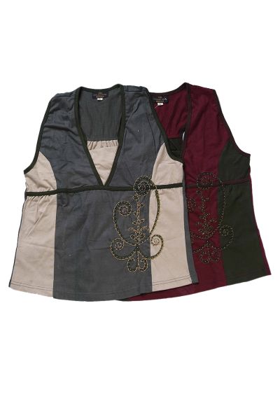 Flower Beaded Racer Cotton Tank