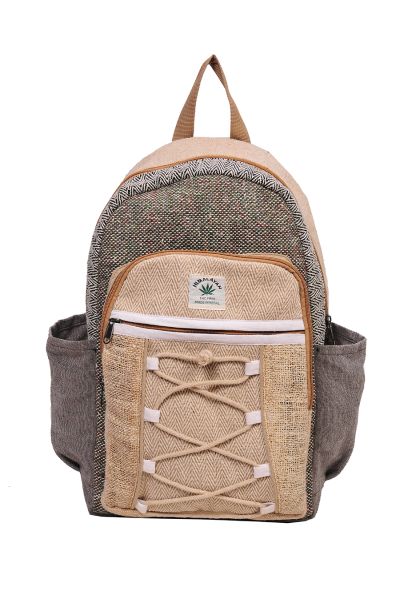 The Collection Royal Tie String Hemp and Cotton Backpack Natural