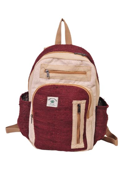 The Collection Royal Front Pocket and Zipper Hemp and Cotton Backpack Brown