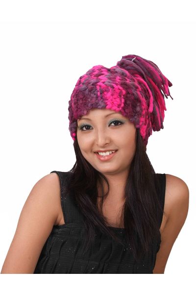 Patterned Woolen Cap With Fleece Lining