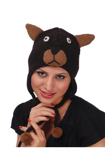 BLACK BEAR FACED ANIMAL HAT