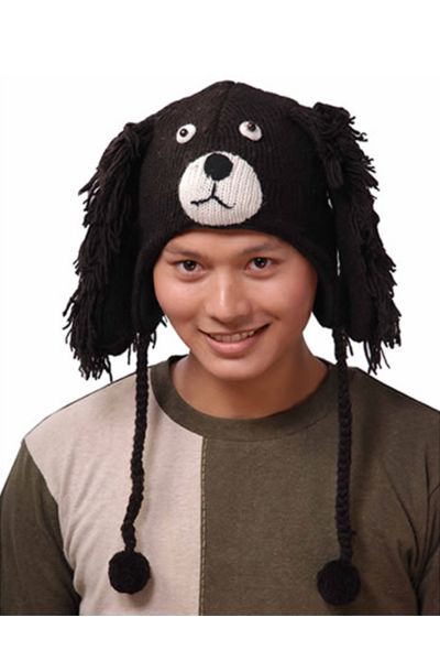 FURRY DOG FACED ANIMAL HAT