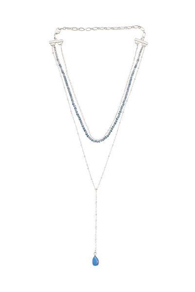 Moonstone Drop Multi Strand Necklace
