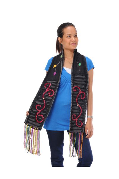 Razor and Fringed Cotton Scarf