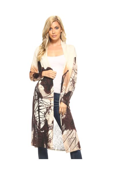 Artistic Print Chocolate Duster