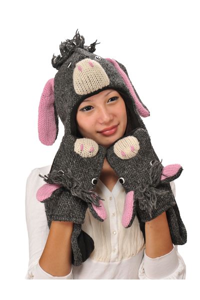 Donkey Animal Hat w' Scarves