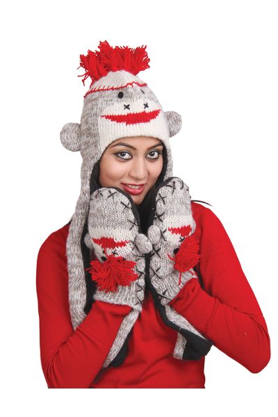 Red Sock Animal Hat w' Scarves