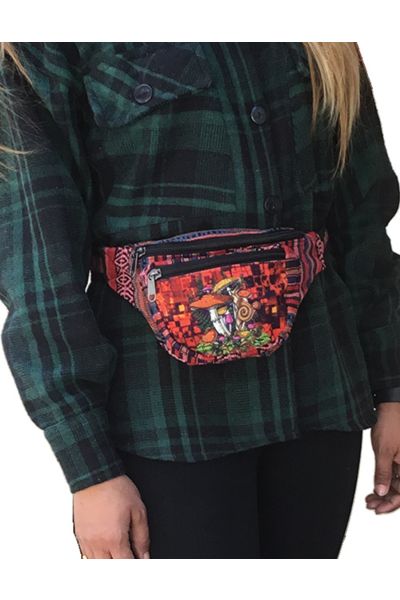Mushroom Print Boho Hippie Bohemian Fanny Pack Belt Bag