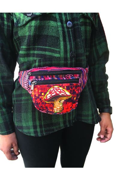 Mushroom Print Boho Hippie Bohemian Fanny Pack Belt Bag