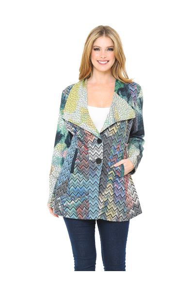 Chevron Print Tie Dye Coat