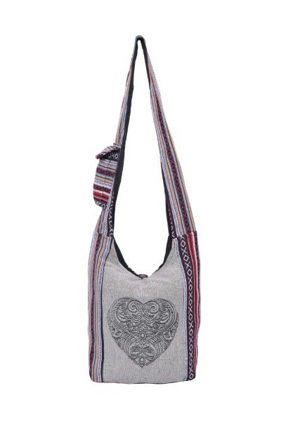 The Collection Royal Tribal Heart Printed Cotton Hobo Bag