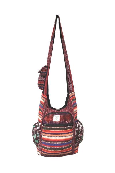 Mushroom Pocket Tribal Hemp and Cotton Hobo Bag