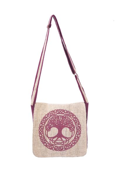 Graphic Hemp Cotton Messenger Bag Tree of Life
