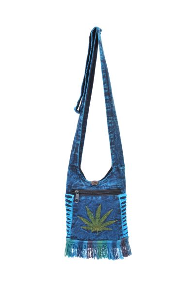 Cannabis Leaf Embroidery Mini Hobo Bag