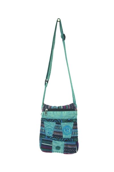 Mushroom, Sun and Moon Printed Cotton Messenger Bag