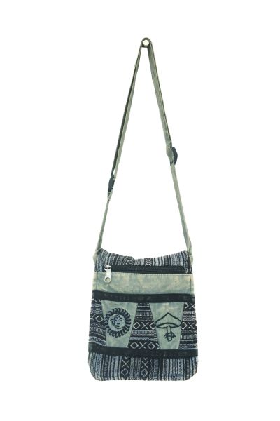 Sun, Moon and Mushroom Printed Cotton Messenger Bag