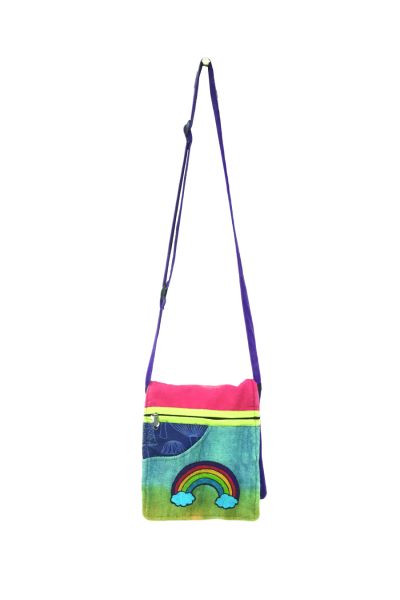 Acid Rainbow Embroidered Cotton Messenger Bag