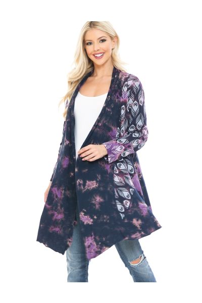 Cotton Peacock Printed Cardigan