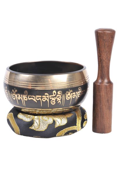 Chakra Colors and Black Painted Tibetan Singing Bowl