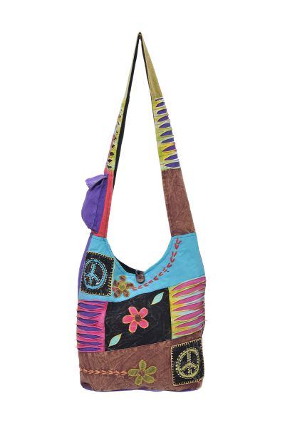 The Collection Royal Peace and Floral Patched Cotton Hobo Bag
