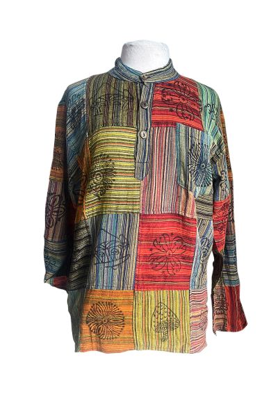 Square Patched Hand Printed Unisex Top