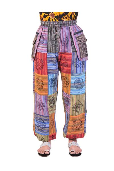 Square Patched Hand Printed Joggers