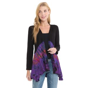 Half Tie Dye Open Visc Span Cardigan